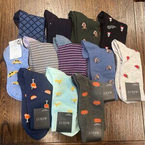 NWT FLAWED - Lot of 12 - J.Crew Factory Men's Lightweight Socks Novelty Stripes